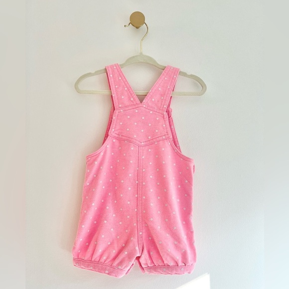 Carter's Baby Girl Pink Bear Overalls with White Polka Dots Size 12 Months - Picture 3 of 4